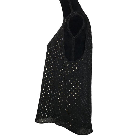 J.Crew Factory Sleeveless Top in Black/Gold Foil - Size Large - Picture 2 of 6